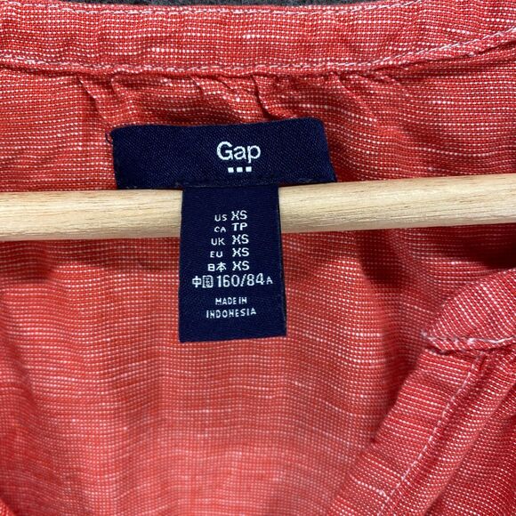 Gap Top Women XS Red Sleeveless V Neck Linen A-Line Regular Casual Lounge Blouse - Picture 7 of 11